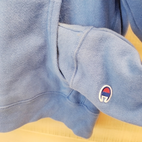 {L} Champion Reverse Weave Blue Drawstring Hoodie - Picture 5 of 9
